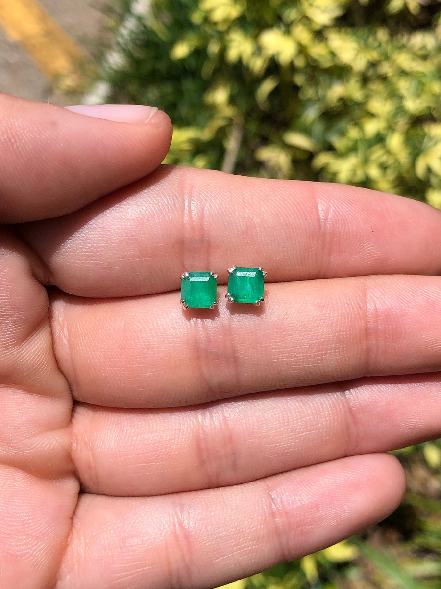 Dark Green Gemstone Earrings - 1.20tcw Natural Emeralds