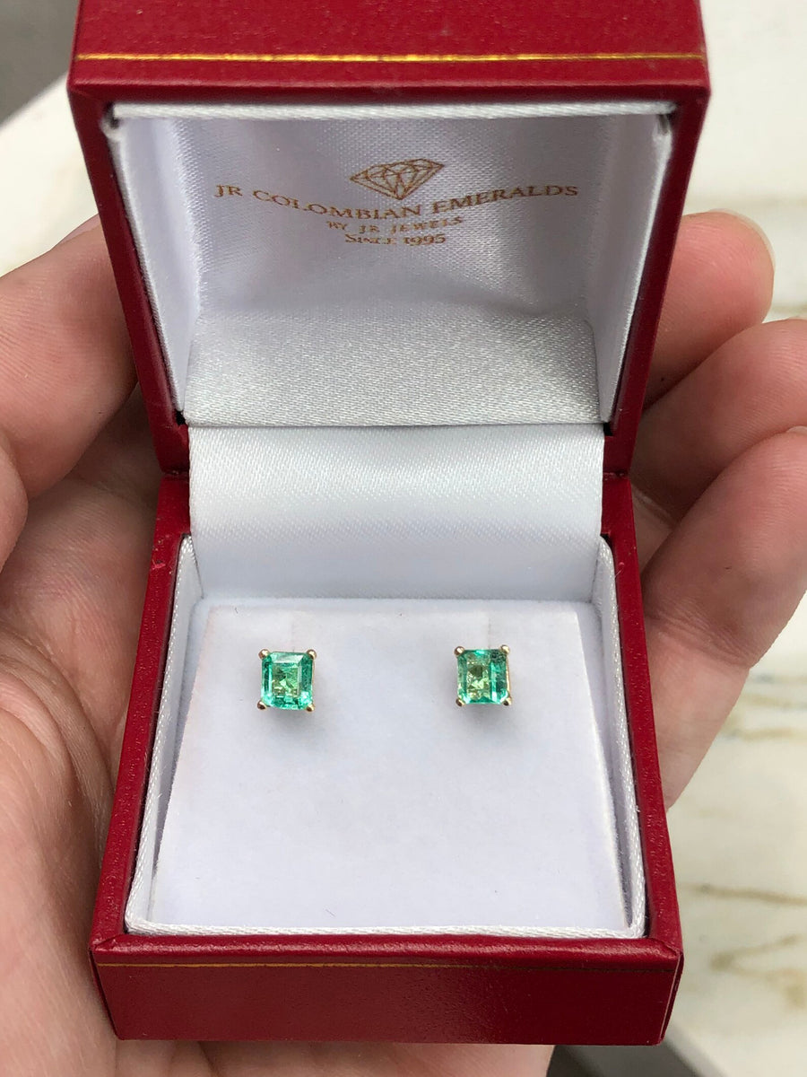 0.80tcw natural tiny Colombian Emerald Everyday Wear Stud Earrings
