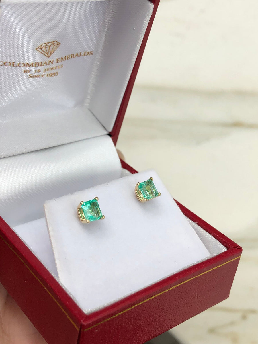 0.80tcw Colombian Emerald Everyday Wear Stud Earrings 14K Gift