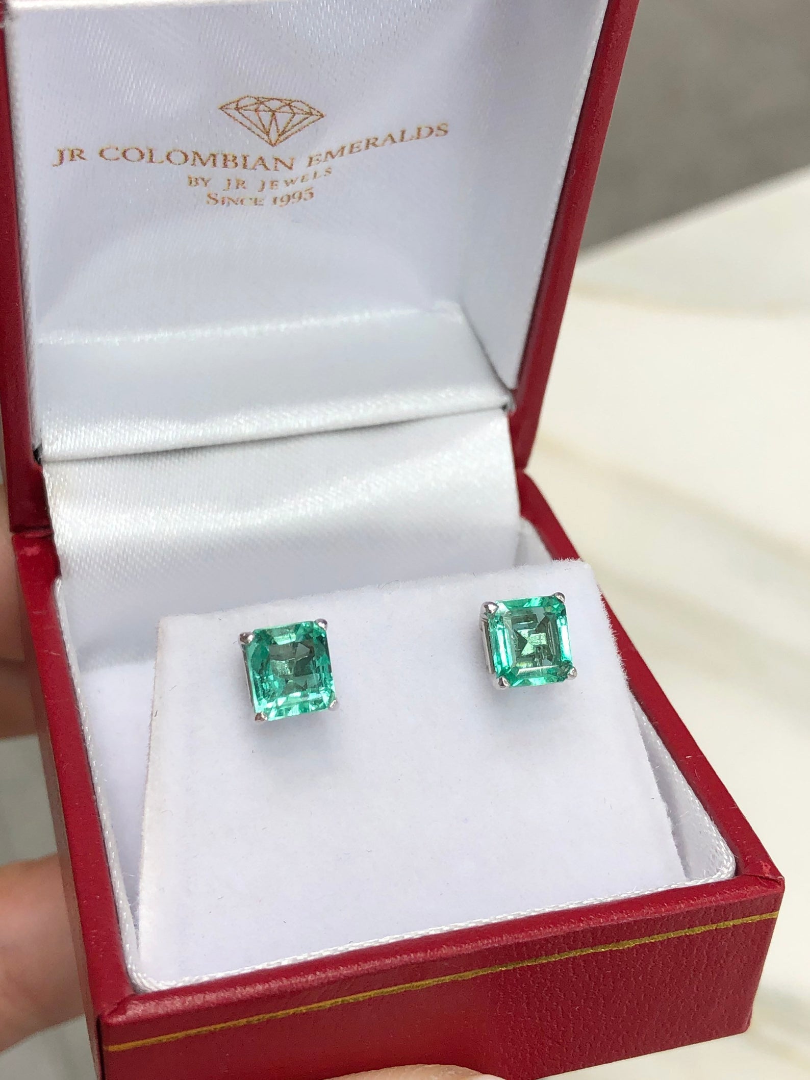 1.60tcw Lively Asscher-Cut Colombian Emerald Earrings