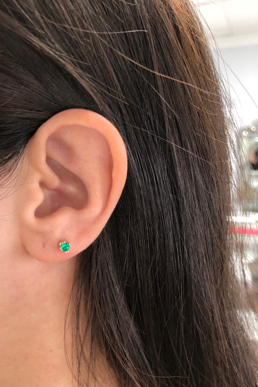 AAA+ Petite 0.35tcw Round Emerald Children Earrings 14K