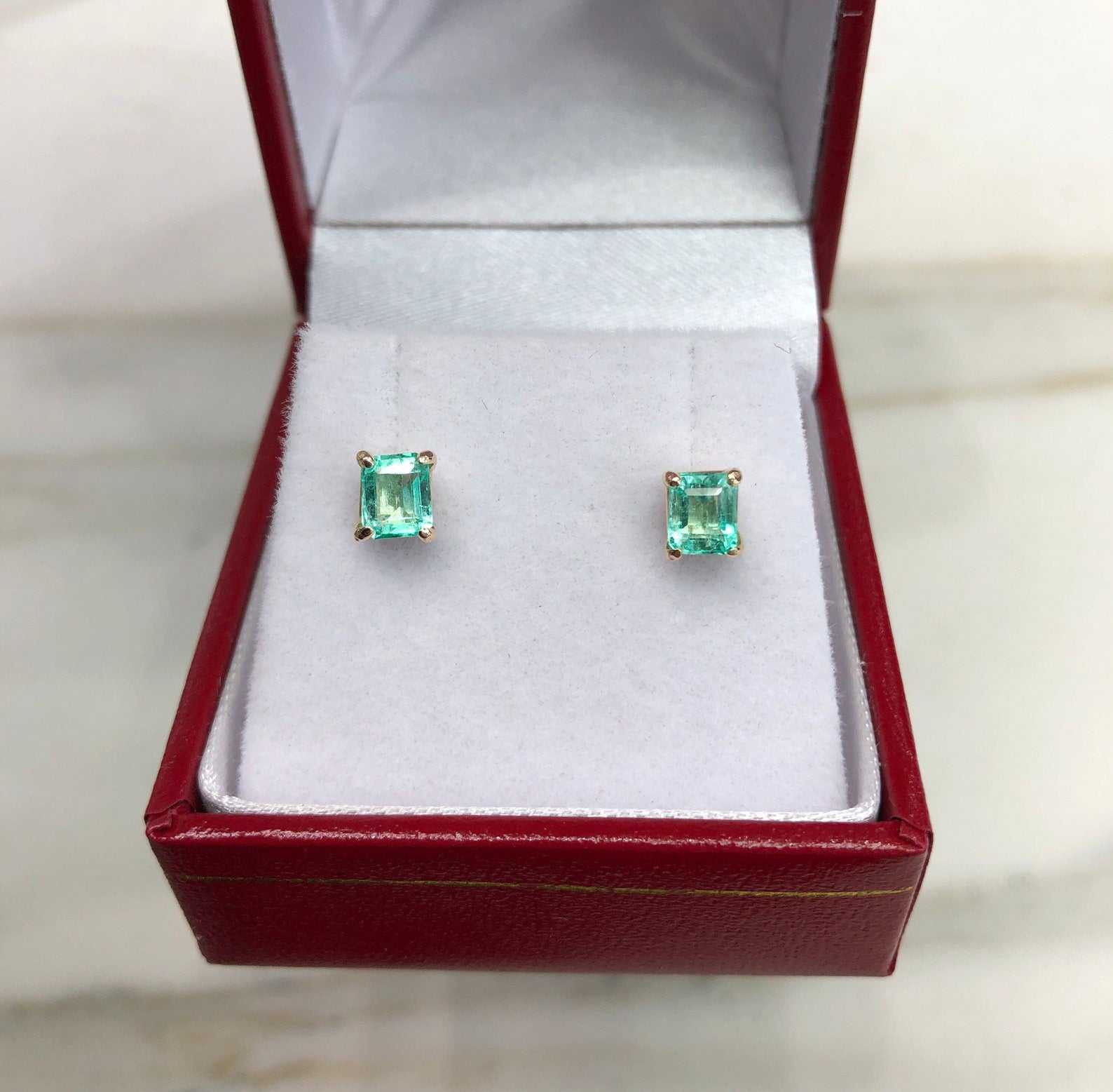 1.20tcw Classic Chic Bright Green Emerald Solitaire Stud Earrings 14K