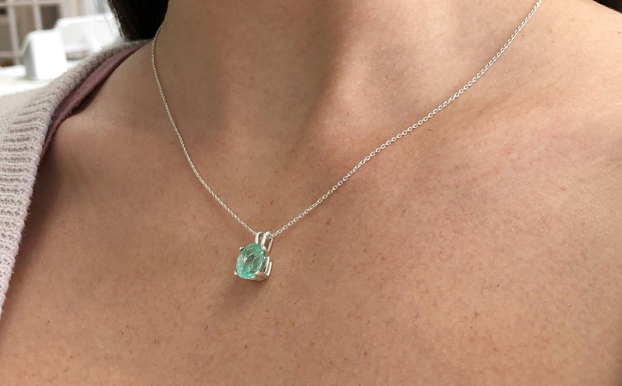 The Eileen | Green Emerald | White Gold | Astrological Pendant