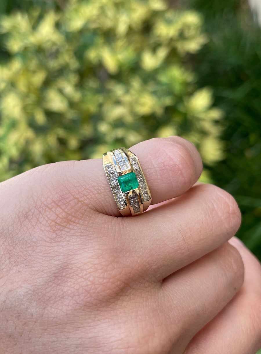 Stunning 14K Gold Emerald Cut Diamond Pinky Ring