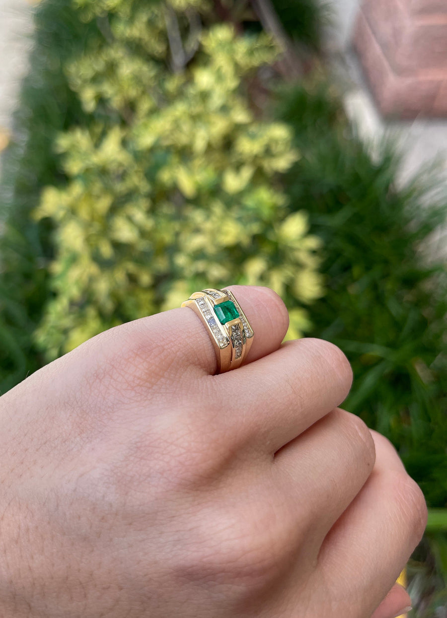 Elegant Half Bezel Emerald Pinky Ring - 1.65tcw
