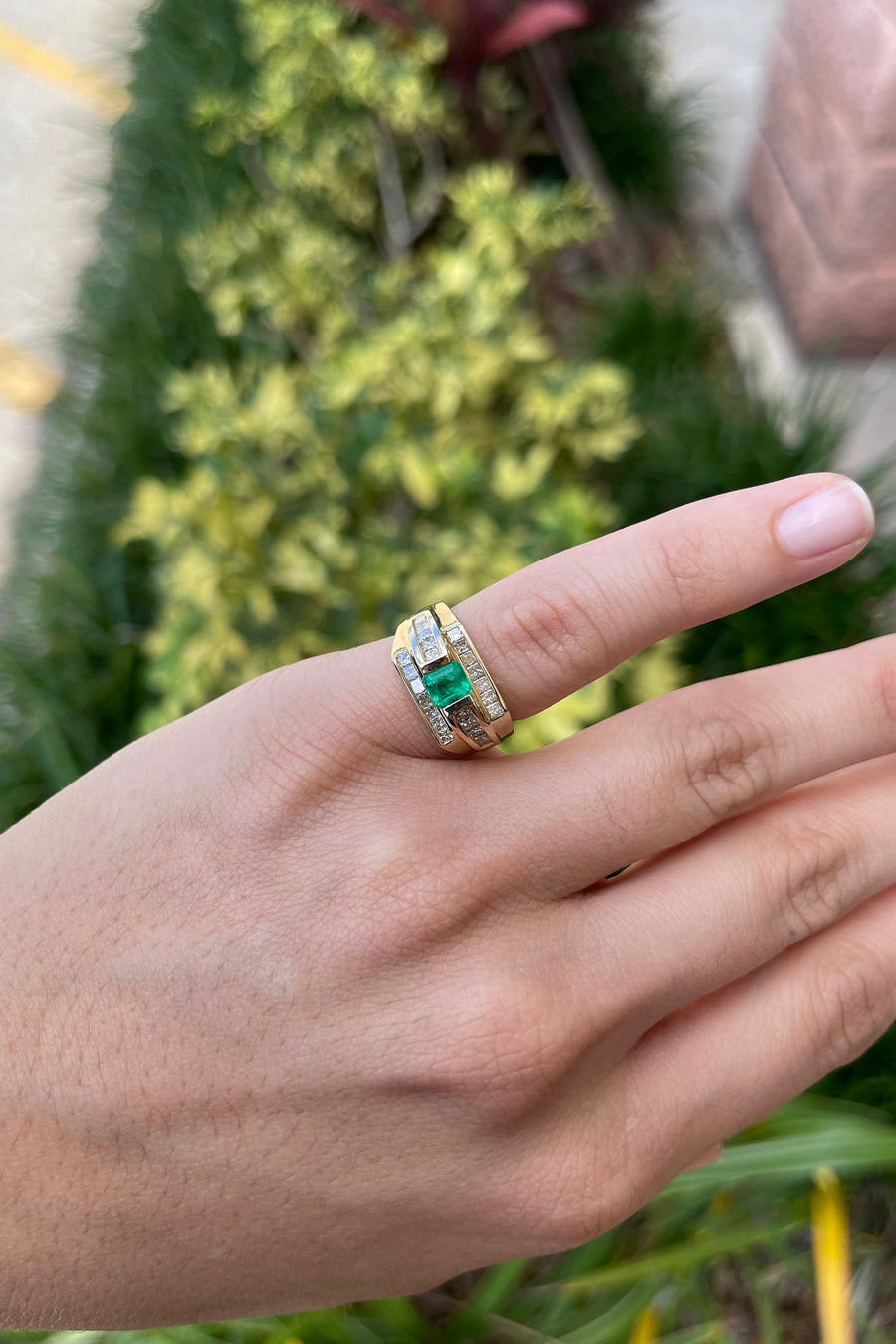 14K Pinky Ring with Emerald Cut Diamond - 1.65tcw