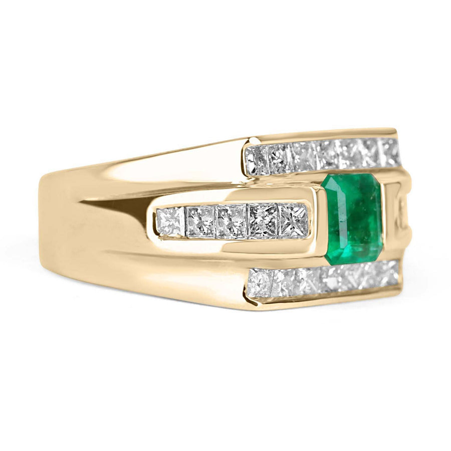 1.65tcw Emerald Cut Half Bezel Pinky Ring in 14K Gold