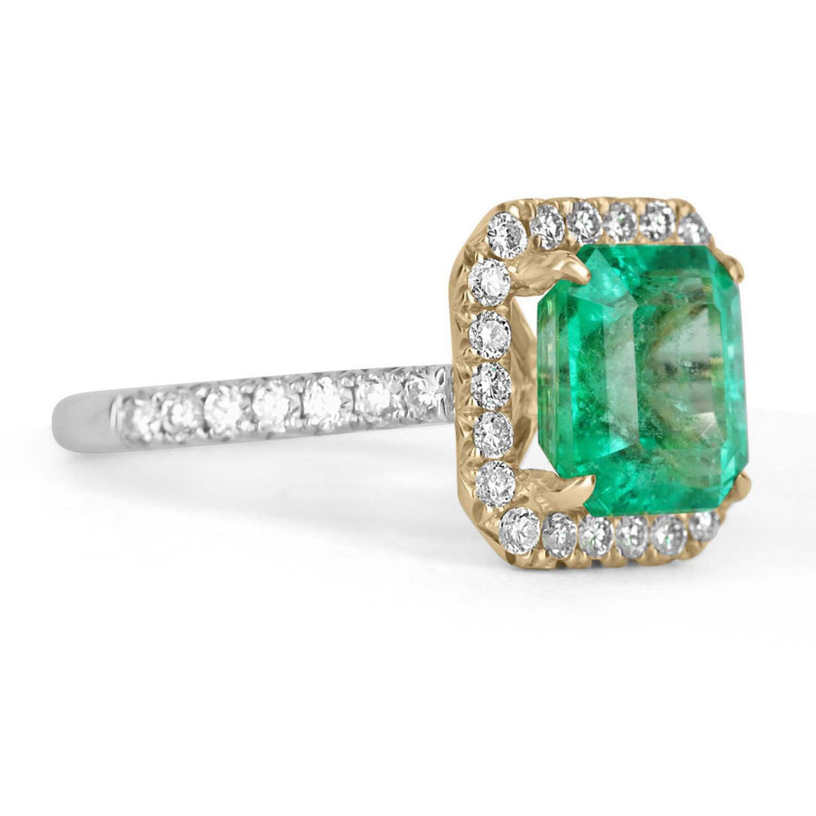 4.17tcw AAA+ Top Colombian Emerald & Diamond Halo Engagement Ring 18K