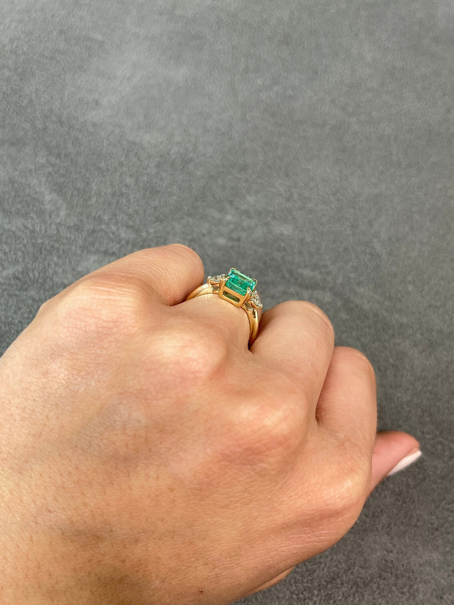 Fine Jewelry: 14K Asscher, Emerald & Pear Diamond Ring