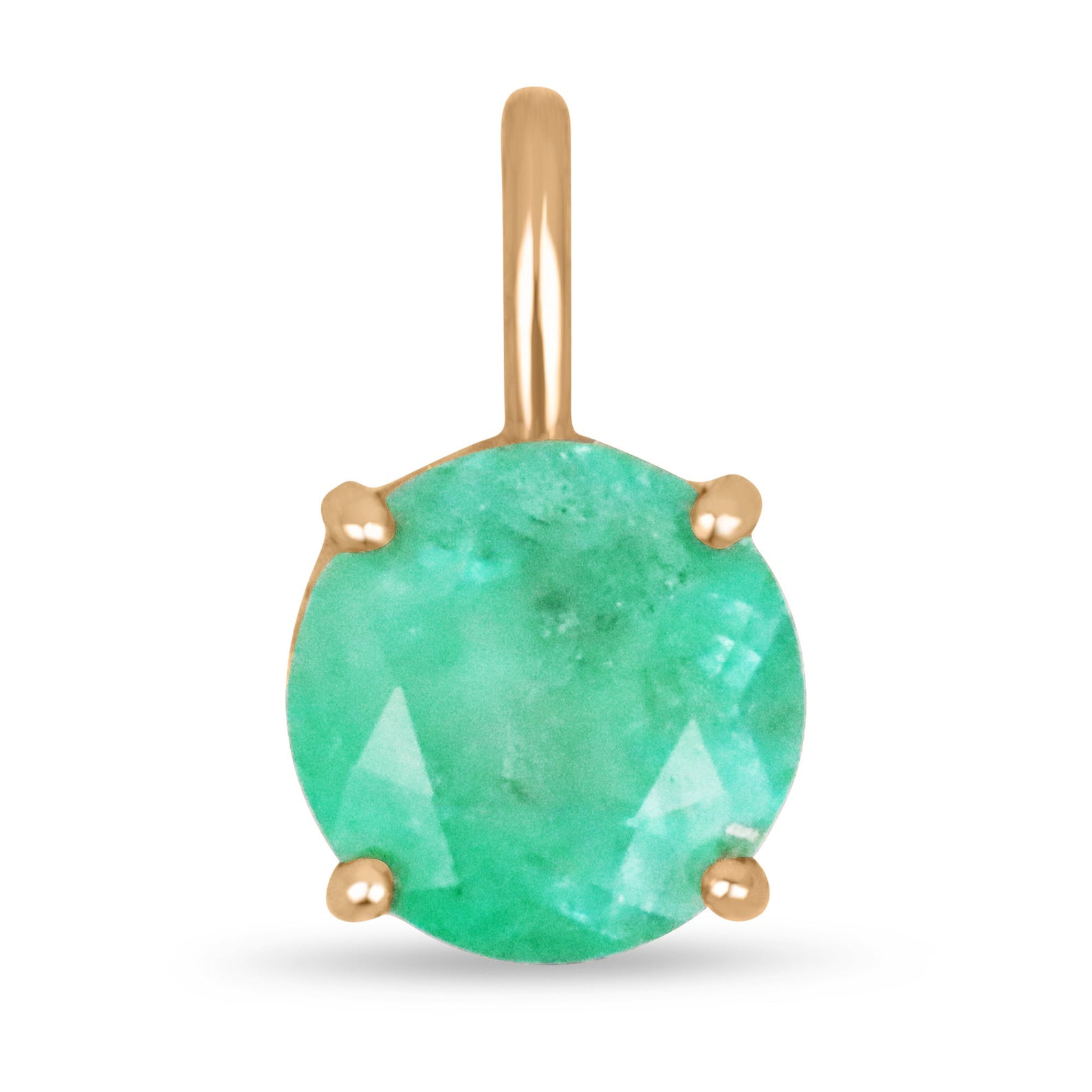 6.50-Carat Colombian Emerald Solitaire Round Cut Gold Pendant