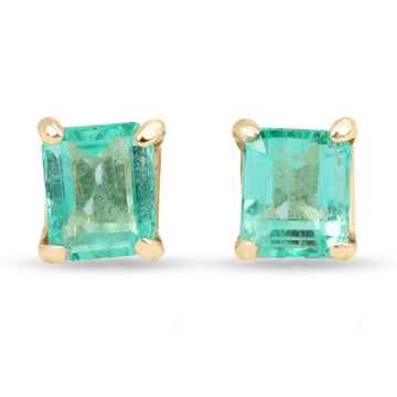 1.20tcw Classic Chic Bright Green Emerald Solitaire Stud Earrings 14K