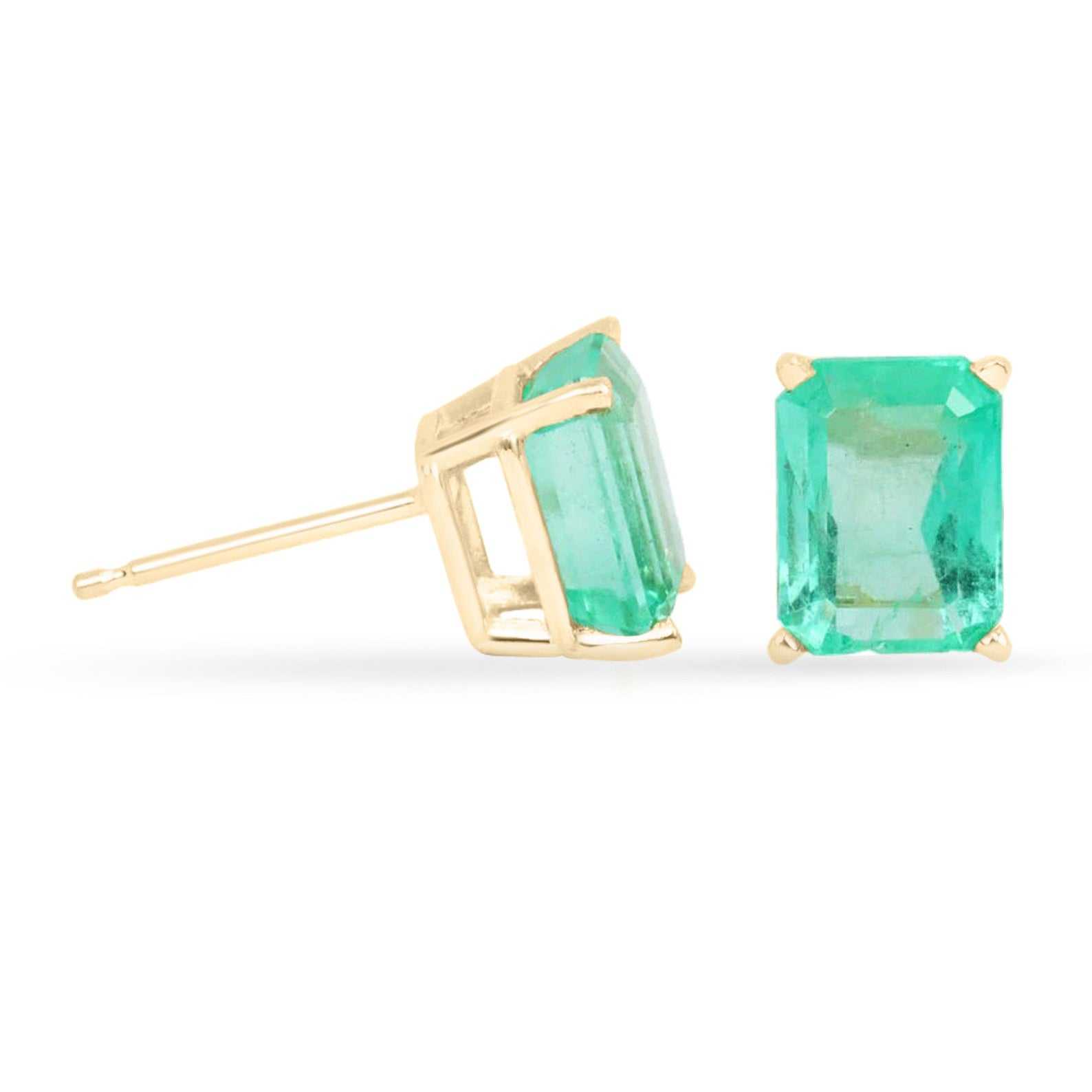 Classic 2.05tcw Bright Rich Green Beautiful Colombian Emerald Cut Earrings 14K