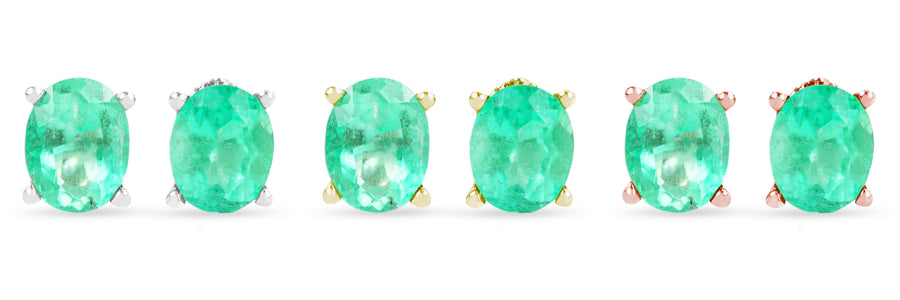 2.0TCW Light Green Certified Natural Emerald Oval Shape Scroll Stud Earrings 14K