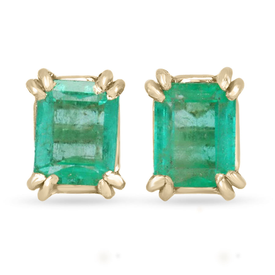 Special Listing for Julia of 1.62tcw 14K Medium Green Colombian Emerald Double Prong Screw Back Stud Earrings