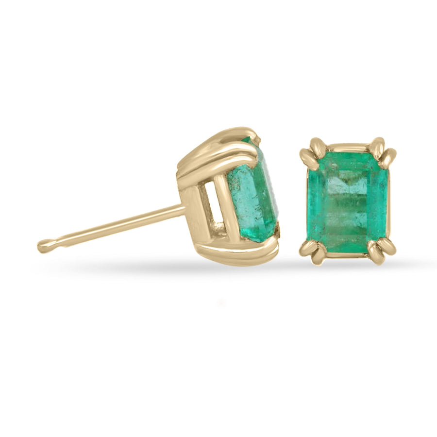 Special Listing for Julia of 1.62tcw 14K Medium Green Colombian Emerald Double Prong Screw Back Stud Earrings