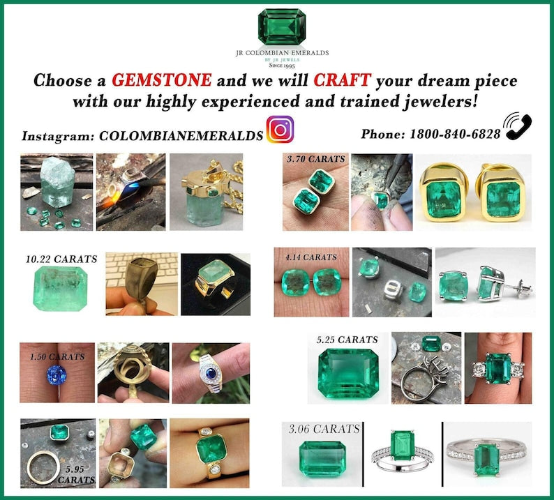 1.60tcw 14K Natural Medium Dark Green Round Emerald Cut & Diamond Shank Accent Ring