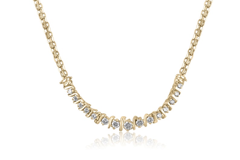 0.72 Carat Diamond Necklace in 14K Gold with Distinct Irregular Yellow Gold Chain