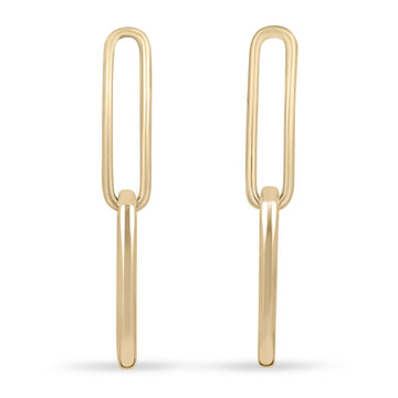 4.0 Grams 14K Yellow White Rose Gold Solid Double Paperclip Dangle Ladies Earrings