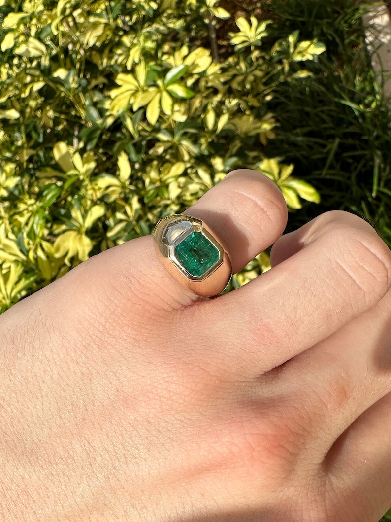 Wide Emerald Men's Ring