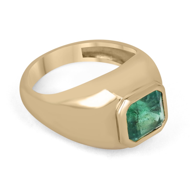 Emerald Solitaire Gypsy Men's Ring