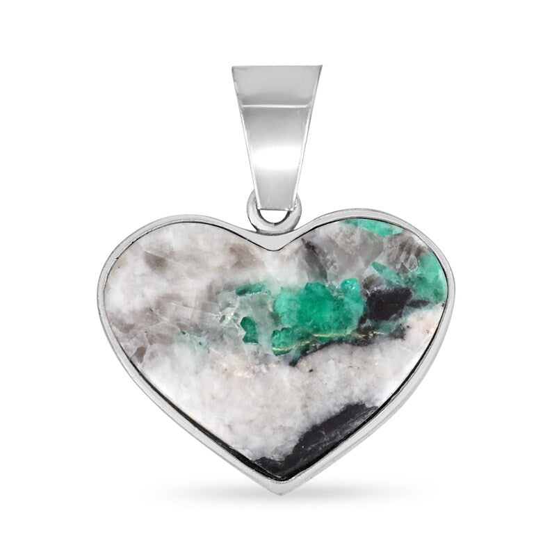 Emerald in Matrix Heart Pendant