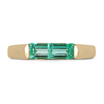 1.0tcw 18K Gold Minimalist Emerald Wedding Band Ring