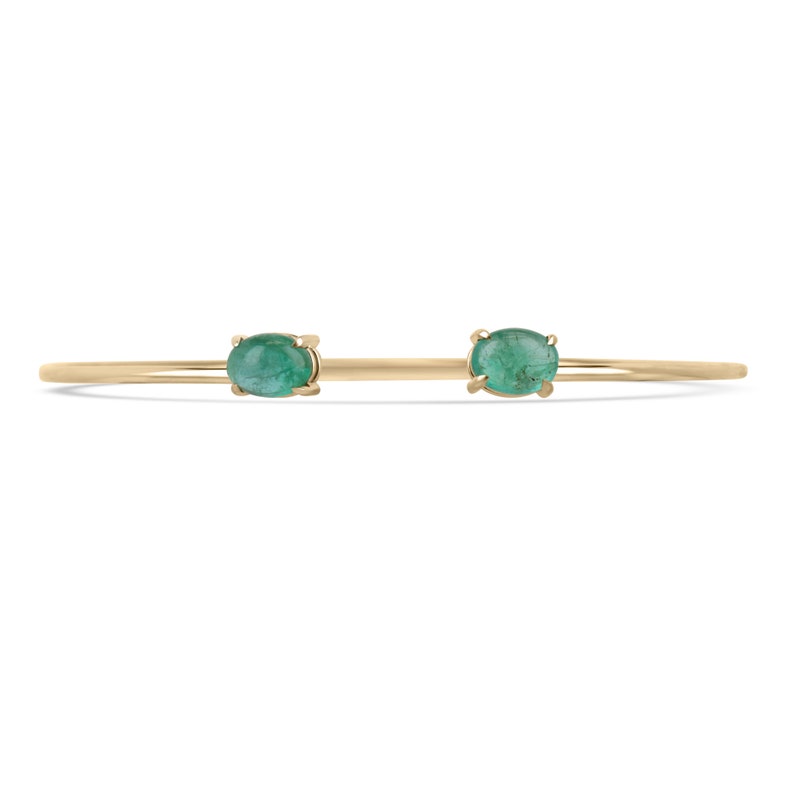 2.65tcw 14K Medium Dark Green Oval Cabochoon Cut Bracelet