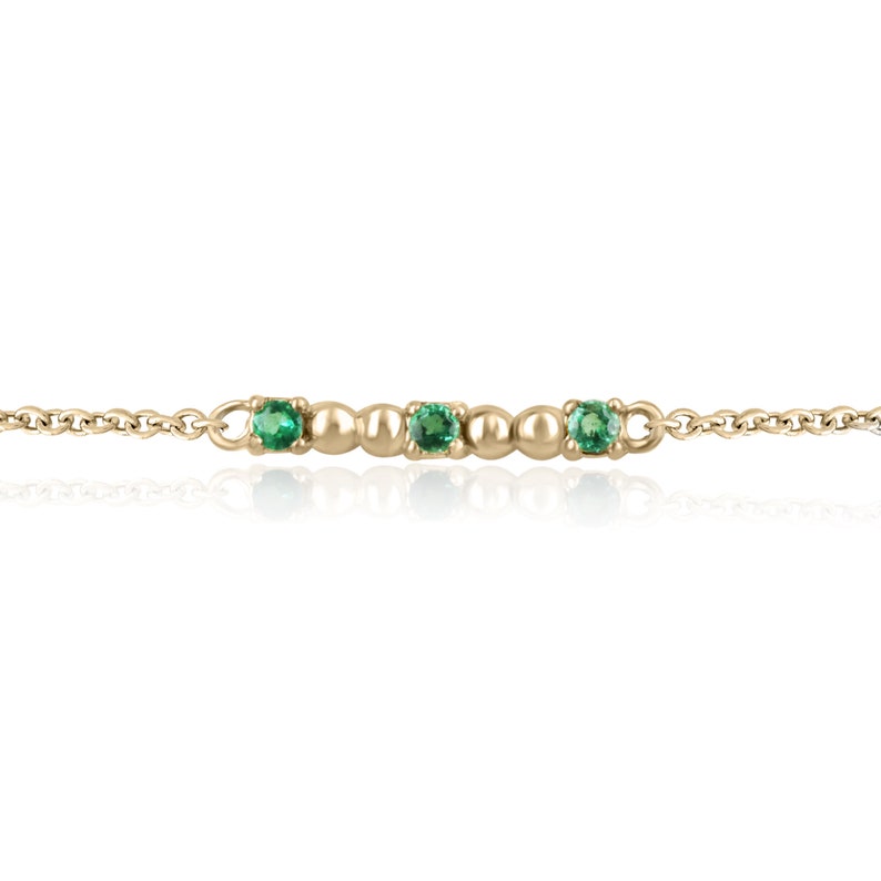 Emerald Bar Prong Set Gold Bracelet