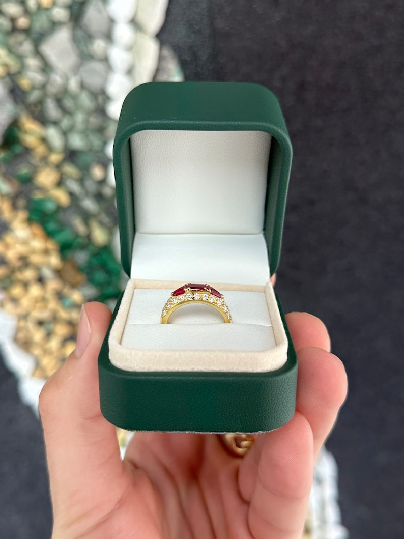 1.80tcw 18K Gold Fine Quality Ruby & Diamond Accent Statement Stacking Blood Red Pinky Ring - JR Colombian Emeralds