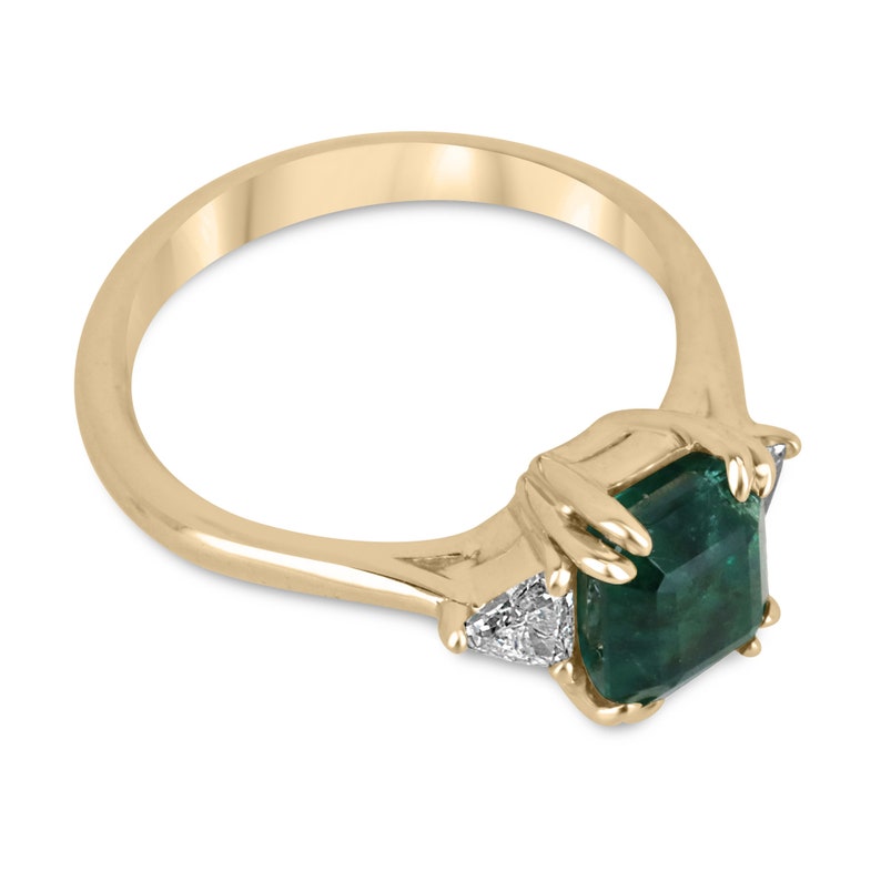 Emerald & Diamond 3 Stone Ring