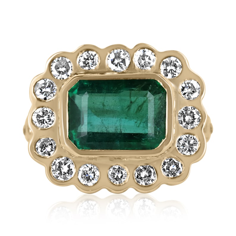 5.45tcw 18K Gold AAA+ Earth Mined Emerald & Diamond Accent Floral Statement Ring