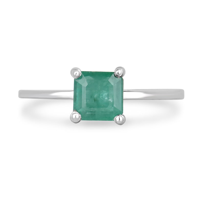4 Prong Emerald Sterling Silver Ring