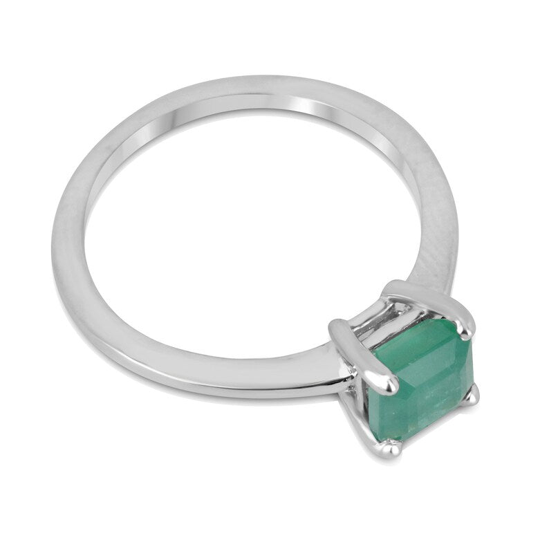 1.05ct SS Asscher Cut Lush Medium Green Ring