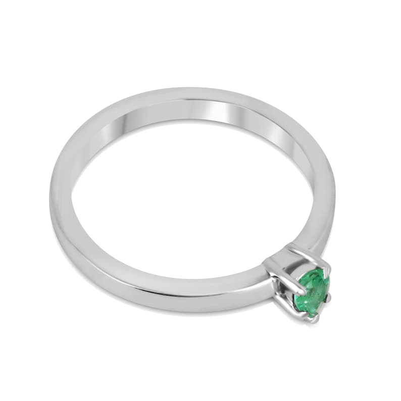 0.15ct Sterling Silver 925 Petite Pear Cut Emerald Ring