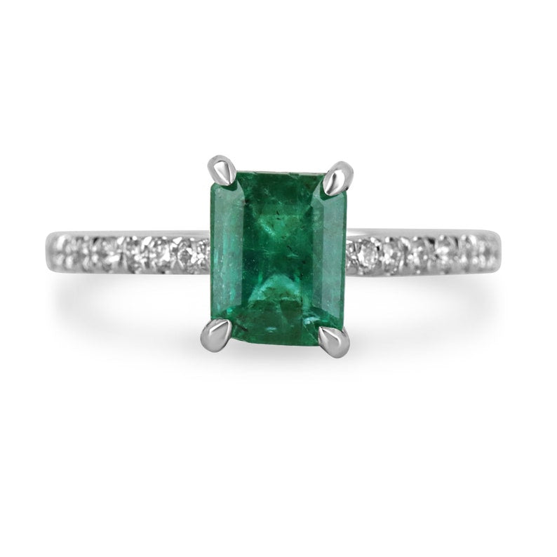 Emerald & Diamond Accent Right Hand Engagement Ring