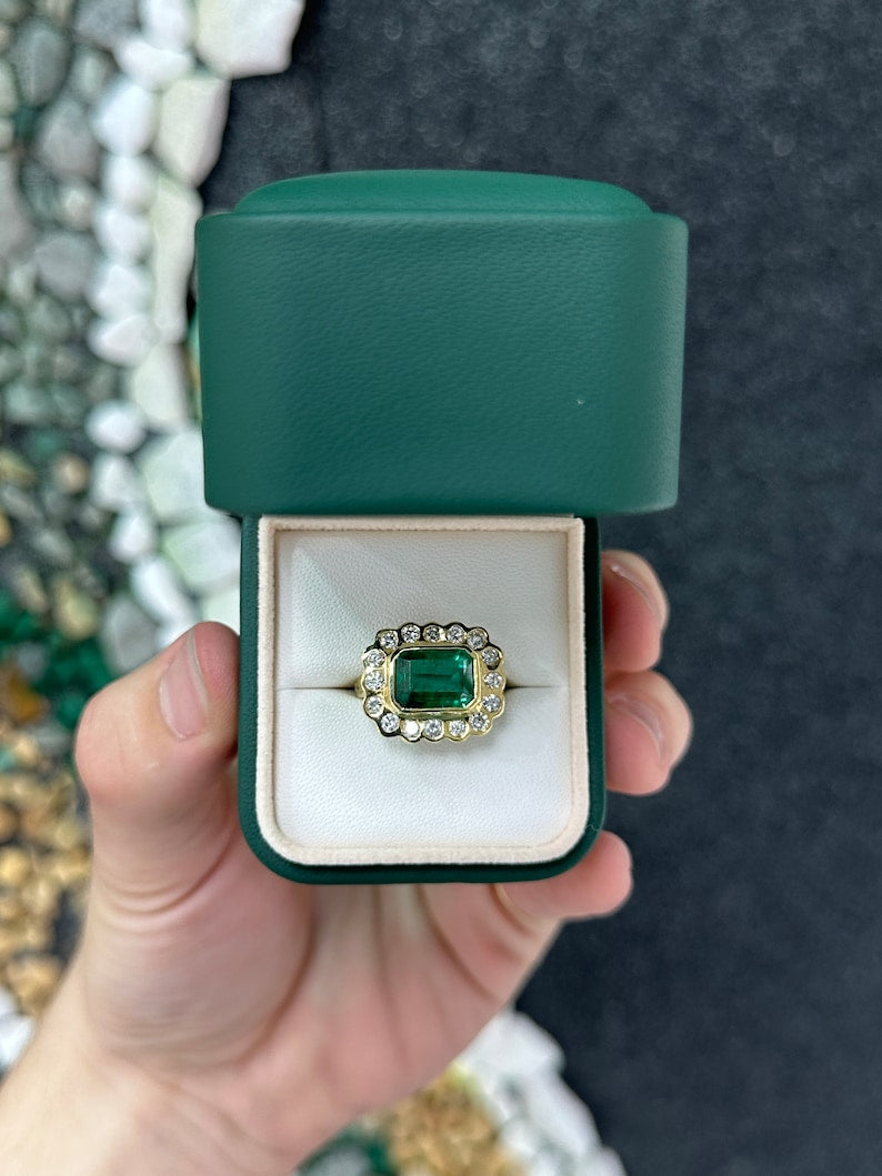 5.45tcw 18K Gold AAA+ Earth Mined Emerald Ring