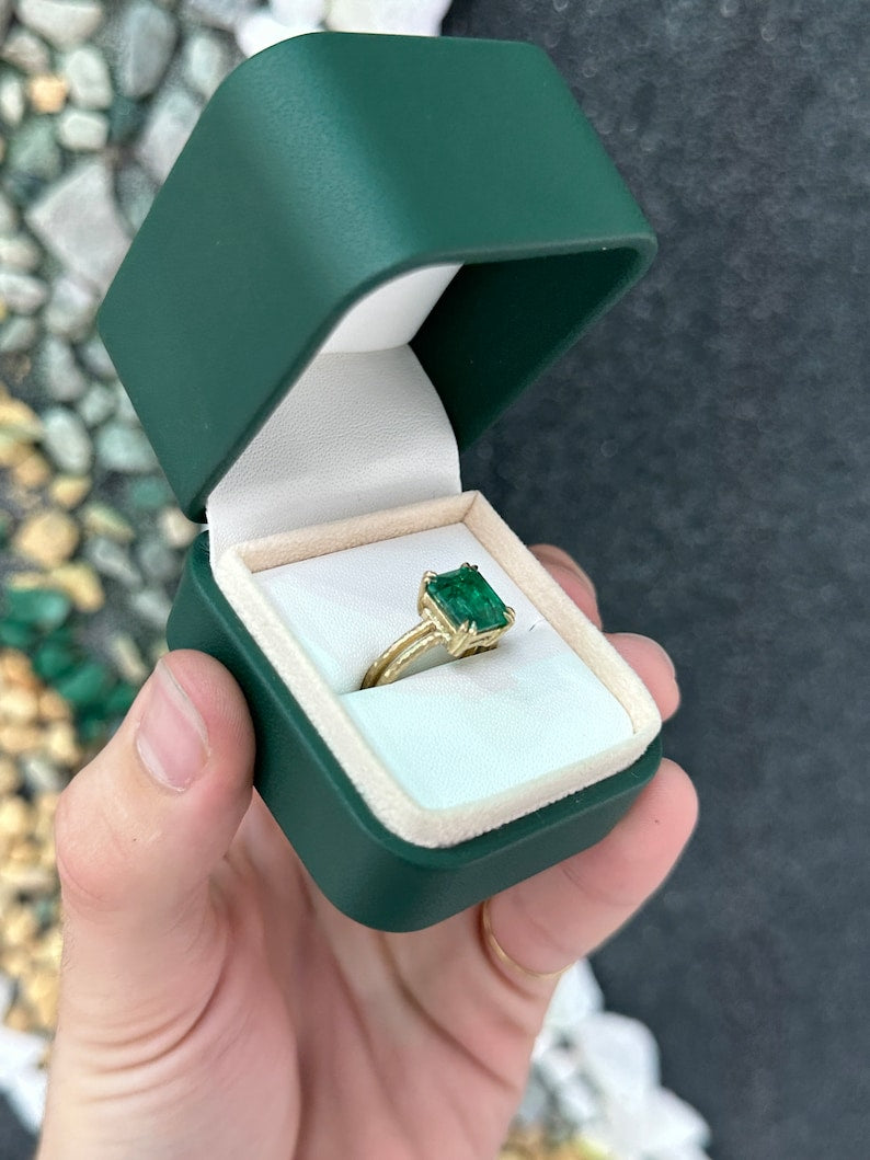 Hammered Finish Emerald Ring