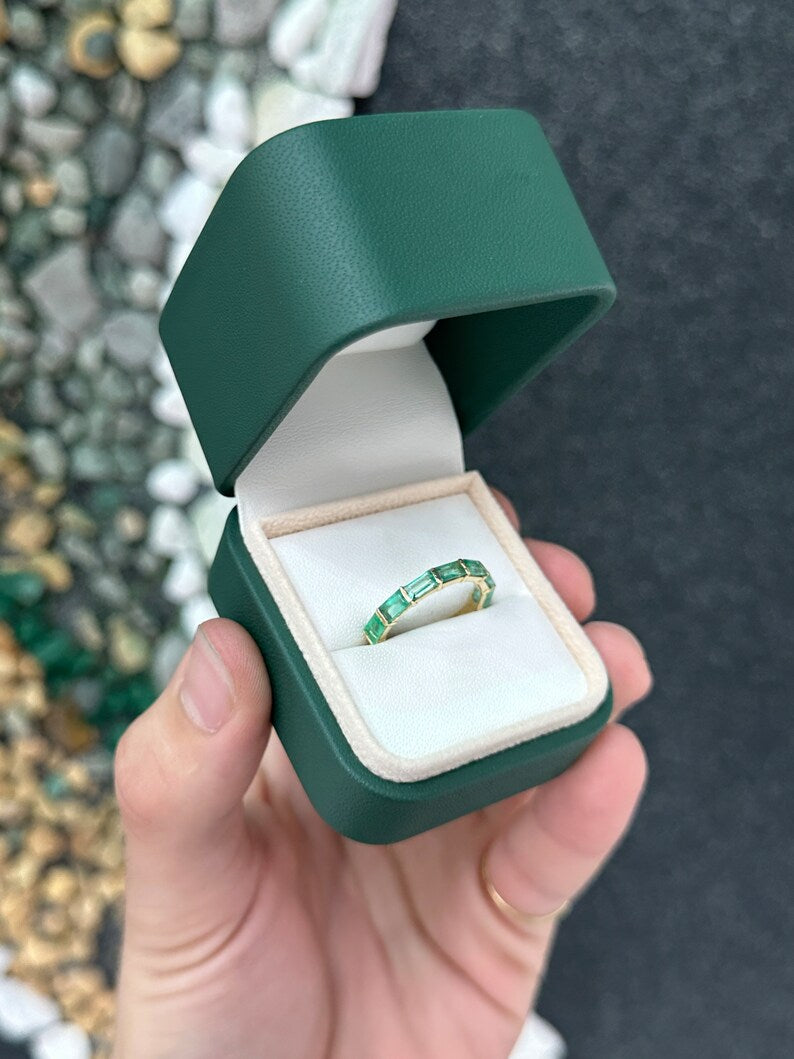 Chic and Sophisticated: 1.80tcw Large Emerald Baguette Wedding Engagement Band Ring