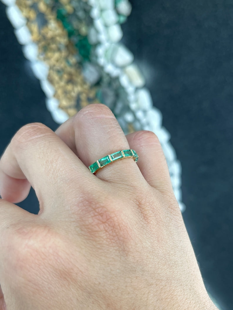 Eternal Radiance: 14K Gold Ring with 1.80tcw Large Emerald Baguette - A Timeless Wedding Beauty
