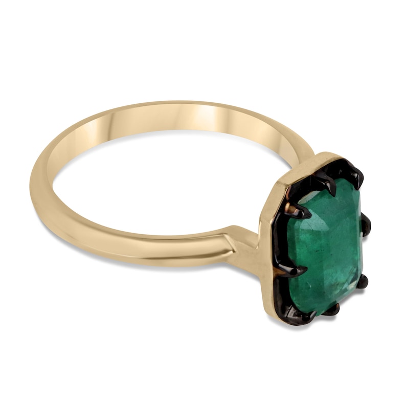 Emerald Georgian Styled Solitaire Right Hand Ring