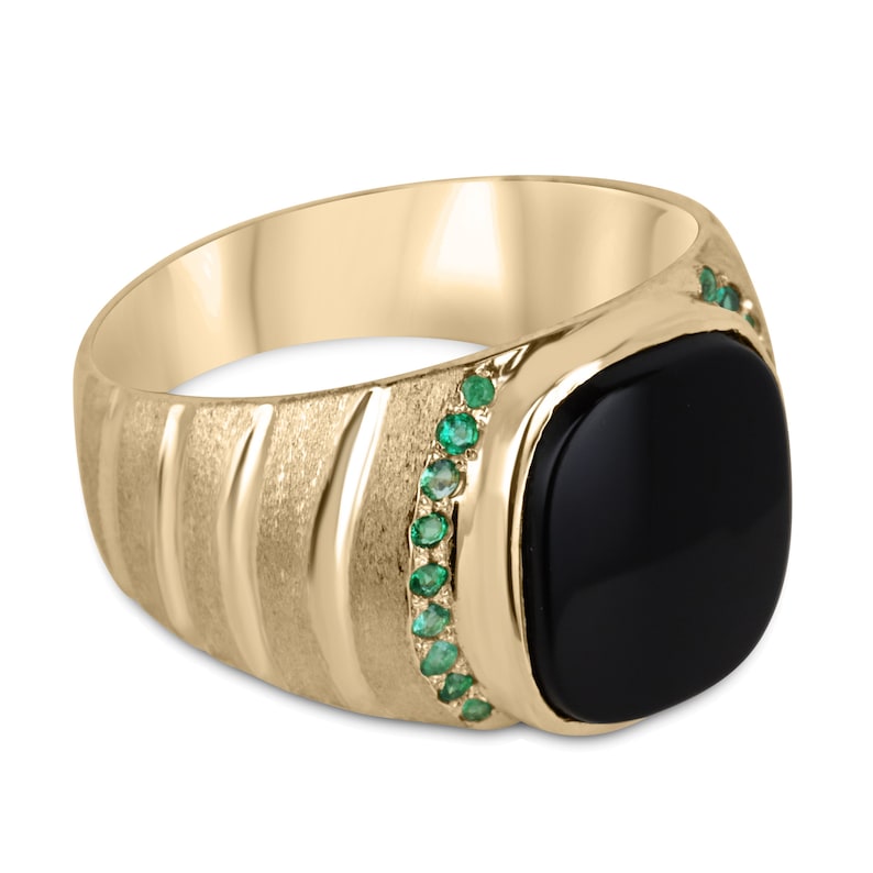 0.32-Carats 14K Gold Mens Black Onyx Signet Ring