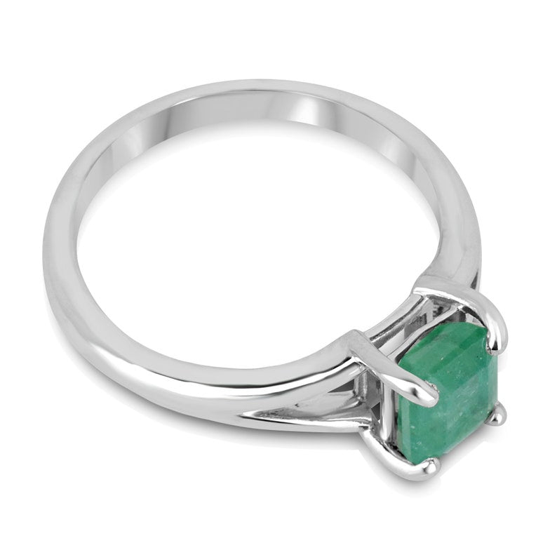 1.30ct Asscher Cut Emerald Ring