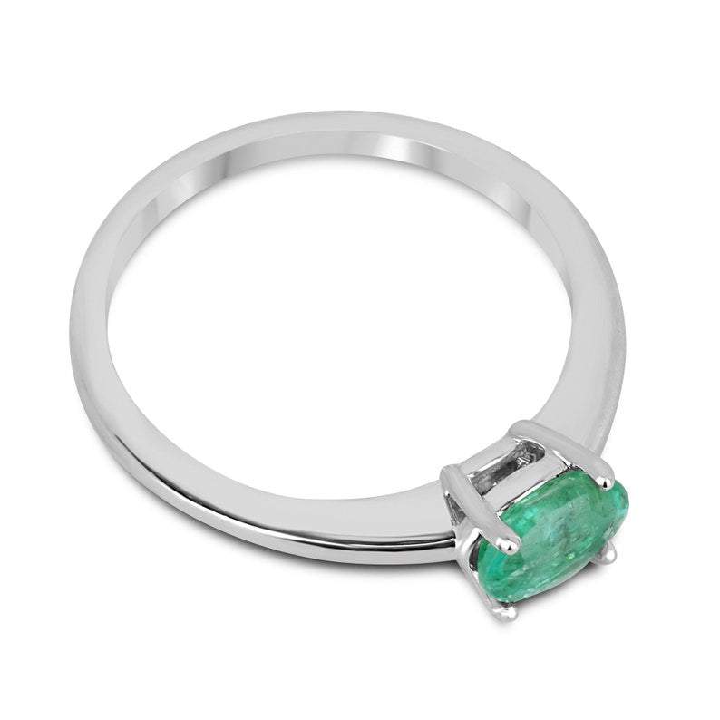 Emerald Sterling Silver Solitaire Ring