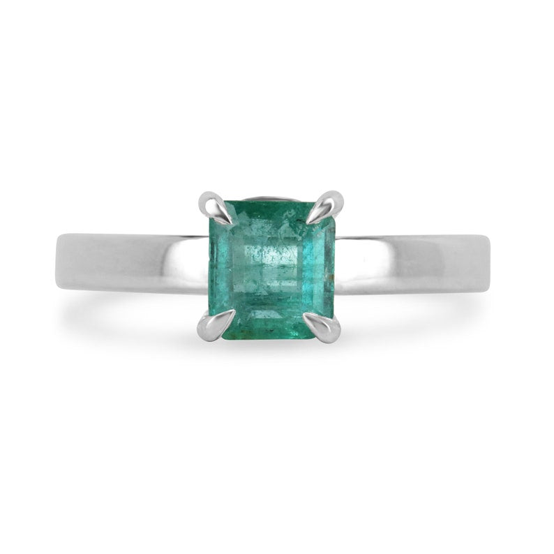 Emerald Sterling Silver 925 4 Prong Ring