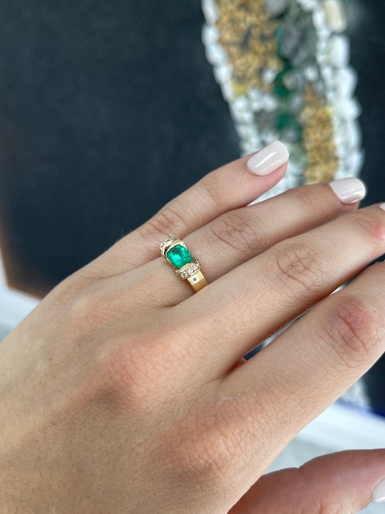 Emerald Half Bezel Set Ring
