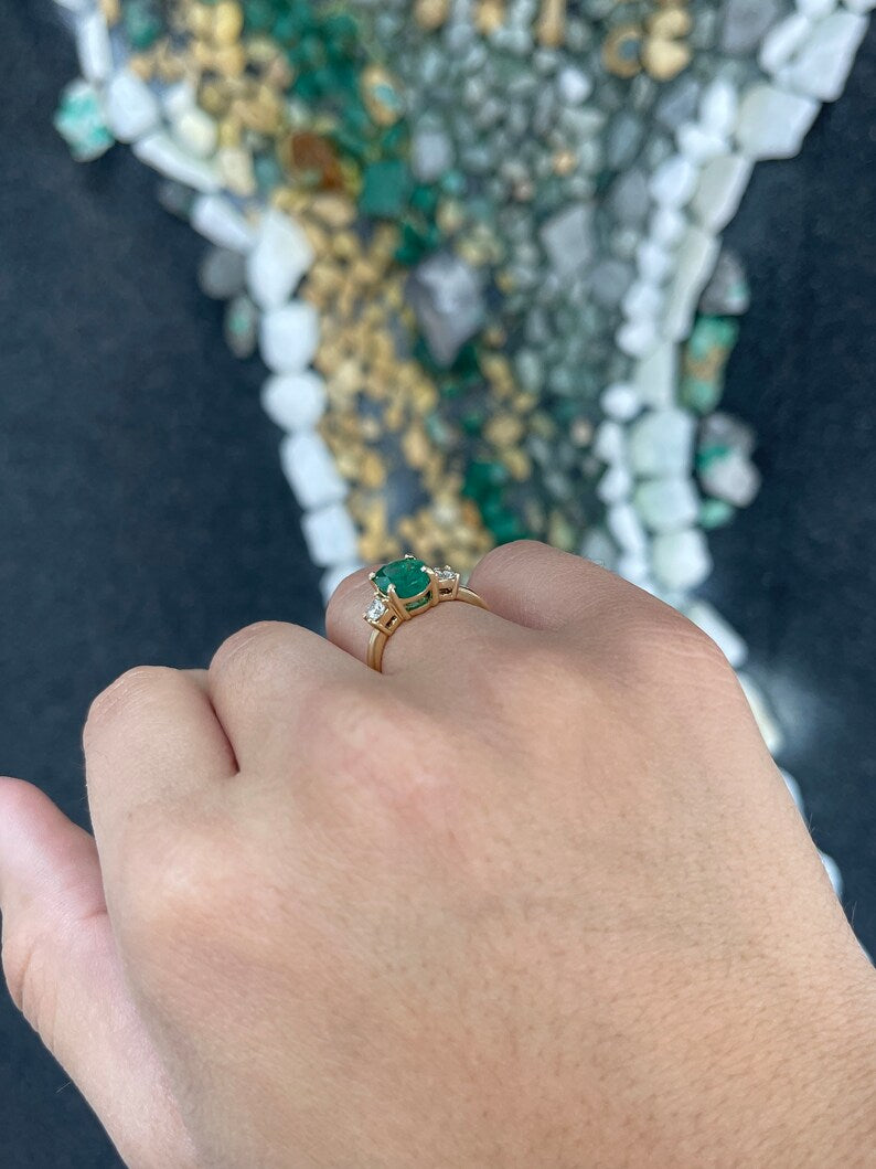 Emerald Prong Set Engagement Gold Ring