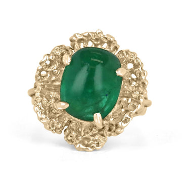 Emerald Solitaire Floral 585 Gold Ring