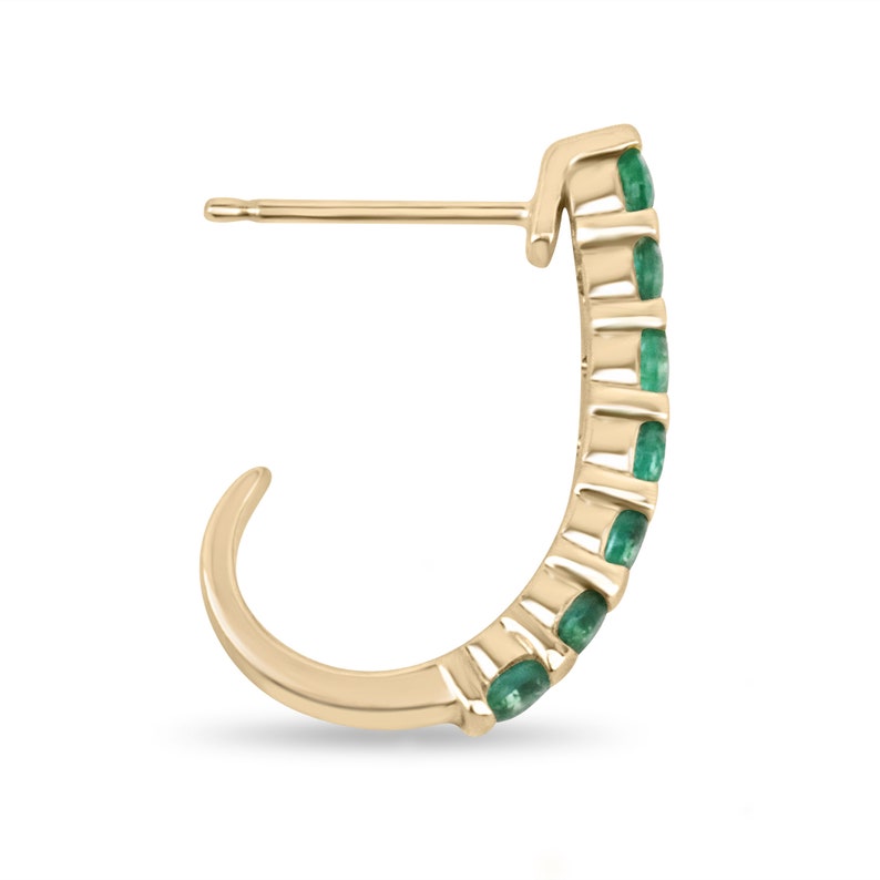 Emerald Half Hoop Gold Earrings