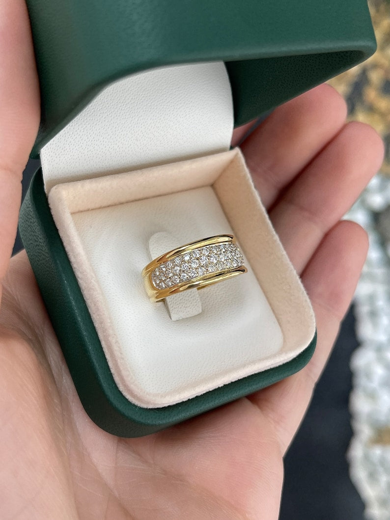 0.50tcw 18K Thick Yellow Gold Brilliant Round Cut Diamond Cluster Unisex Ring - JR Colombian Emeralds