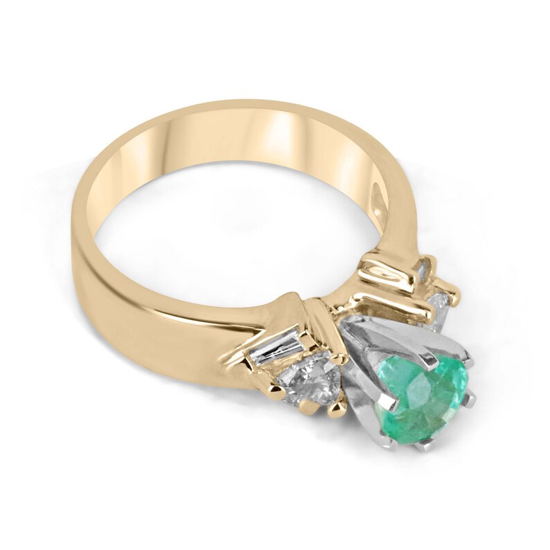 1.70tcw 14K Gold Vivid Spring Green Emerald Engagement Ring